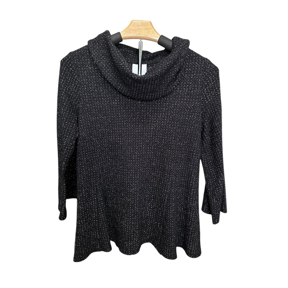 Cowl‎ Neck Tunic Top Sparkle Party Holiday Flared Sleeve - Picture 2 of 16